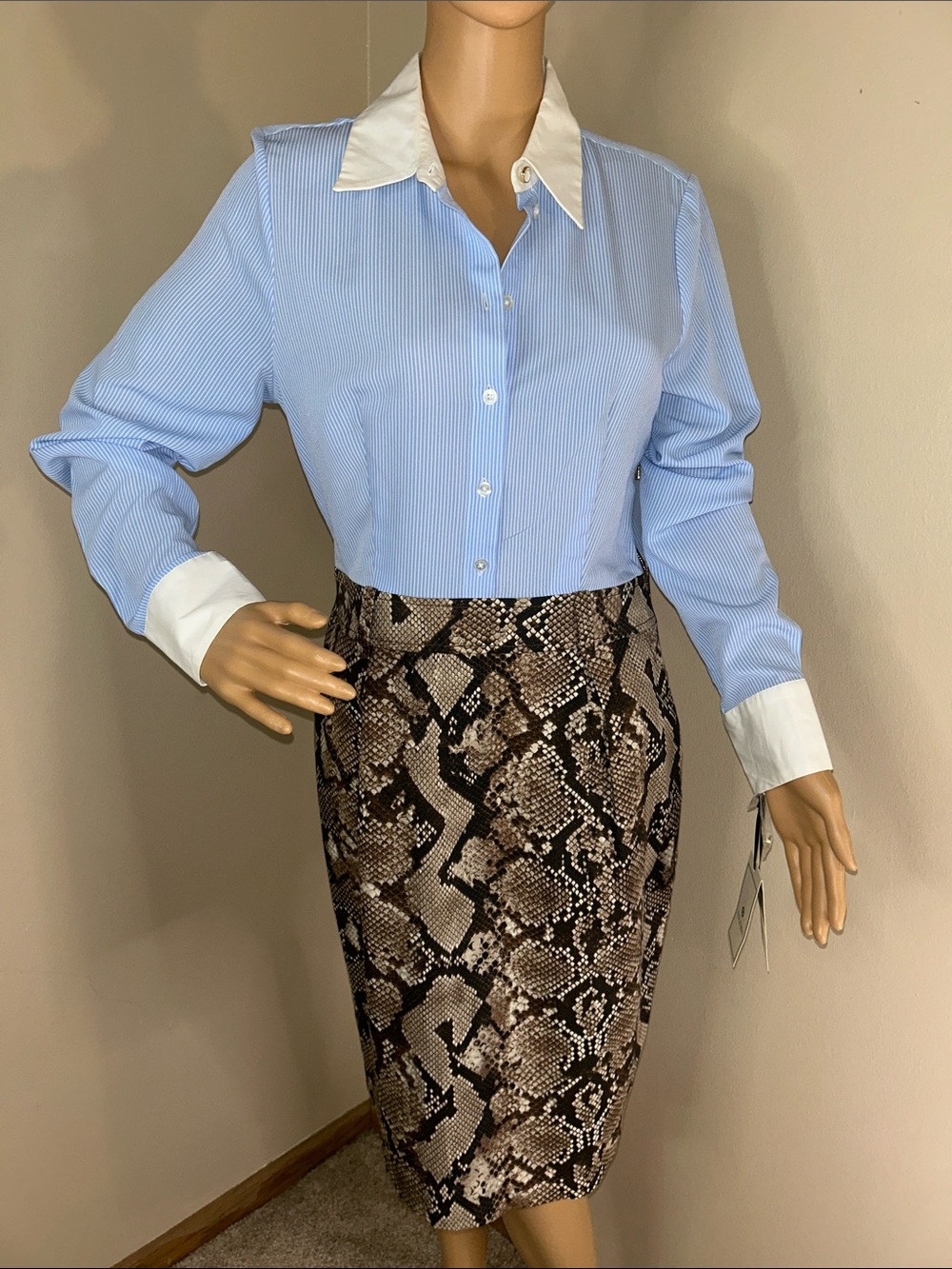 Altuzarra For Target Brown and Black Python-Print Pencil Skirt